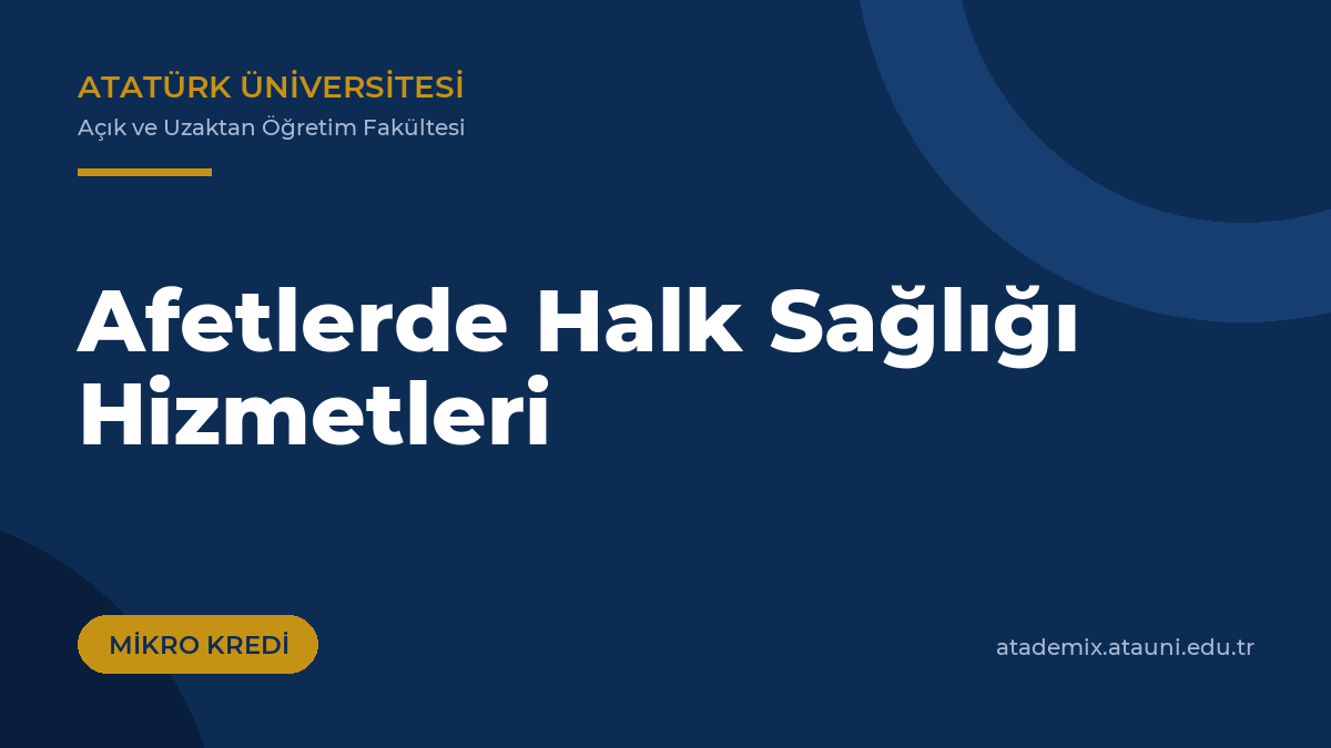 Afetlerde Halk Sağlığı Hizmetleri